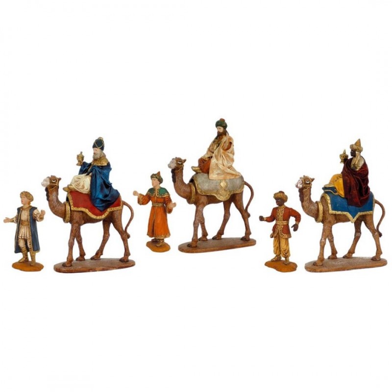 Reyes en Camellos y Pajes 10 cm Durexina y Tela