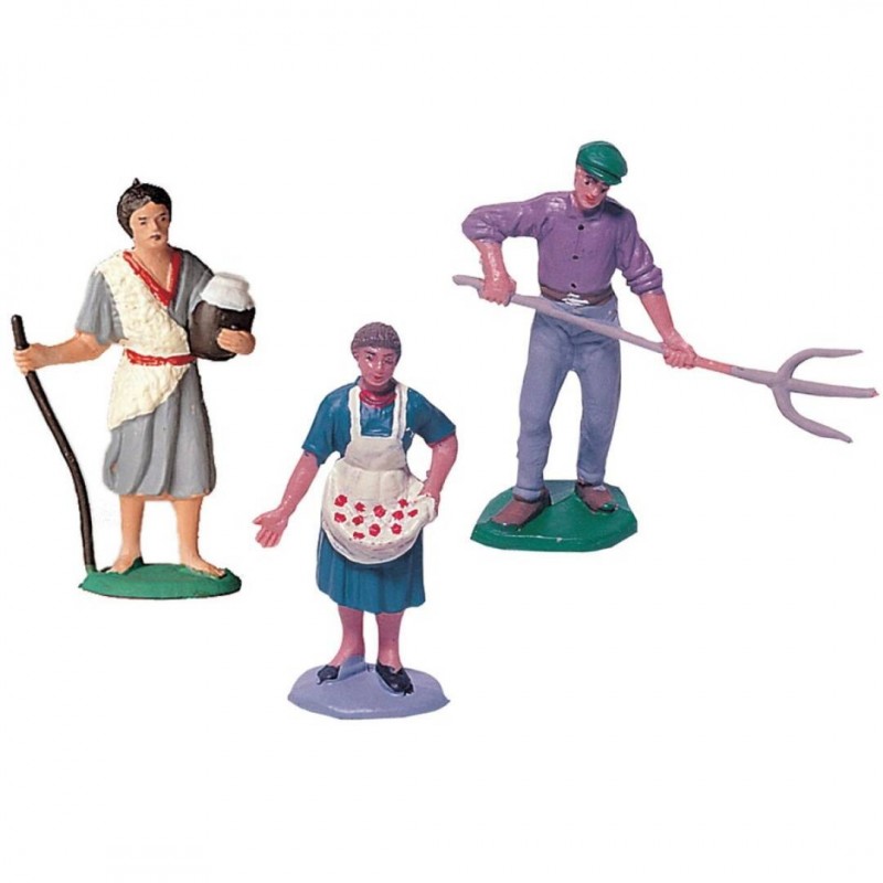 3 figuras (labrador, pastor con miel y cocinera) 7 cm de Oliver en plástico