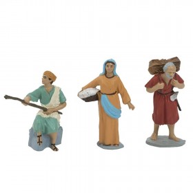 3 figuras (labrador con leña, pastor y lavandera) 7 cm de Oliver en plástico de