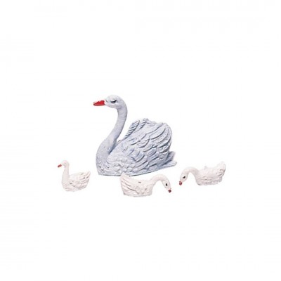 Cisne y pollitos de plástico para figuras de 7 a 12 cm