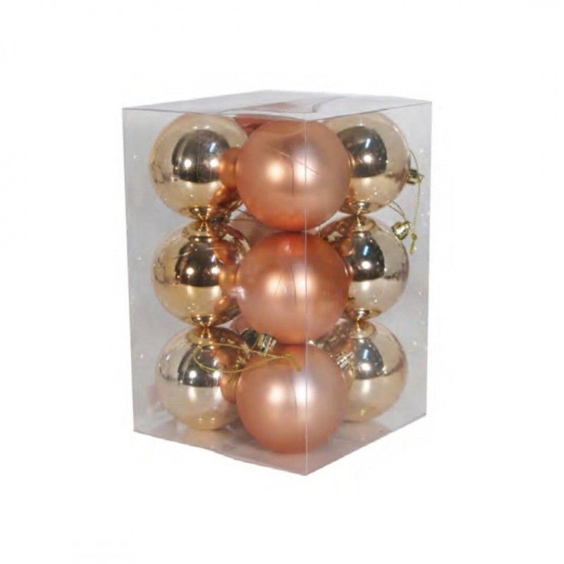 12 bolas metalizadas cobre 7 cm Rosa de Oliver